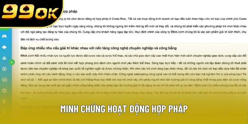 Minh chứng hoạt động hợp pháp